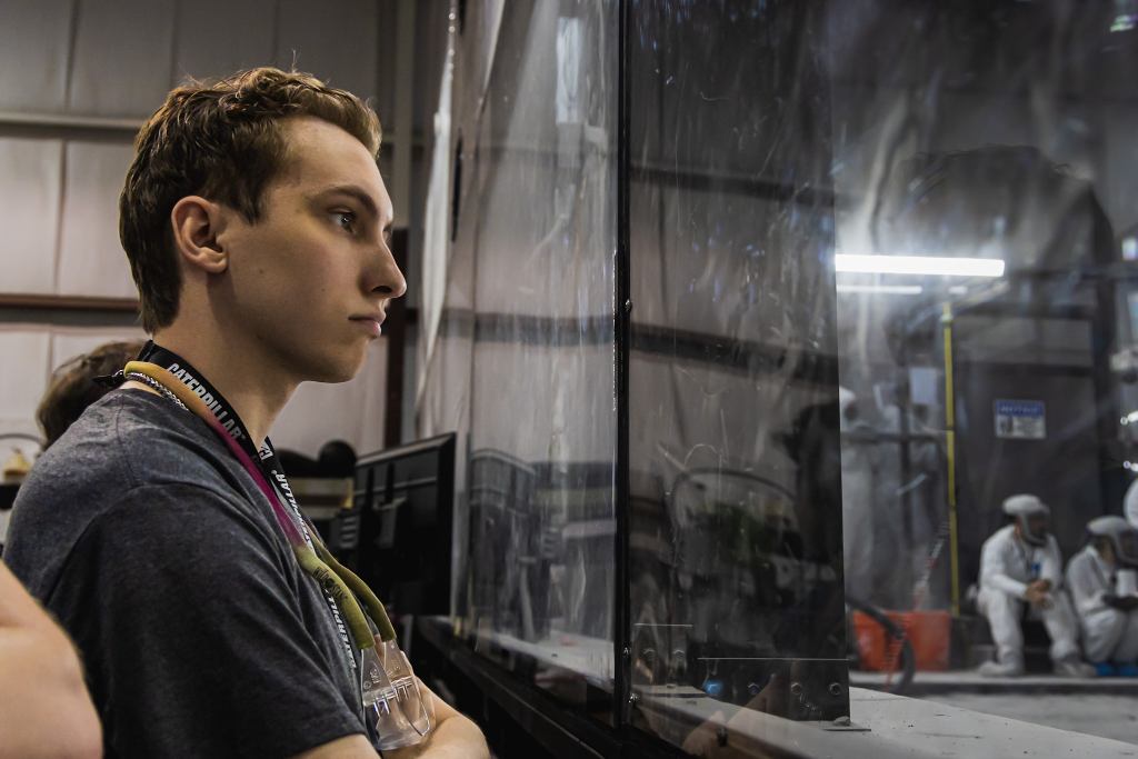 Team Member looking into the competition pit